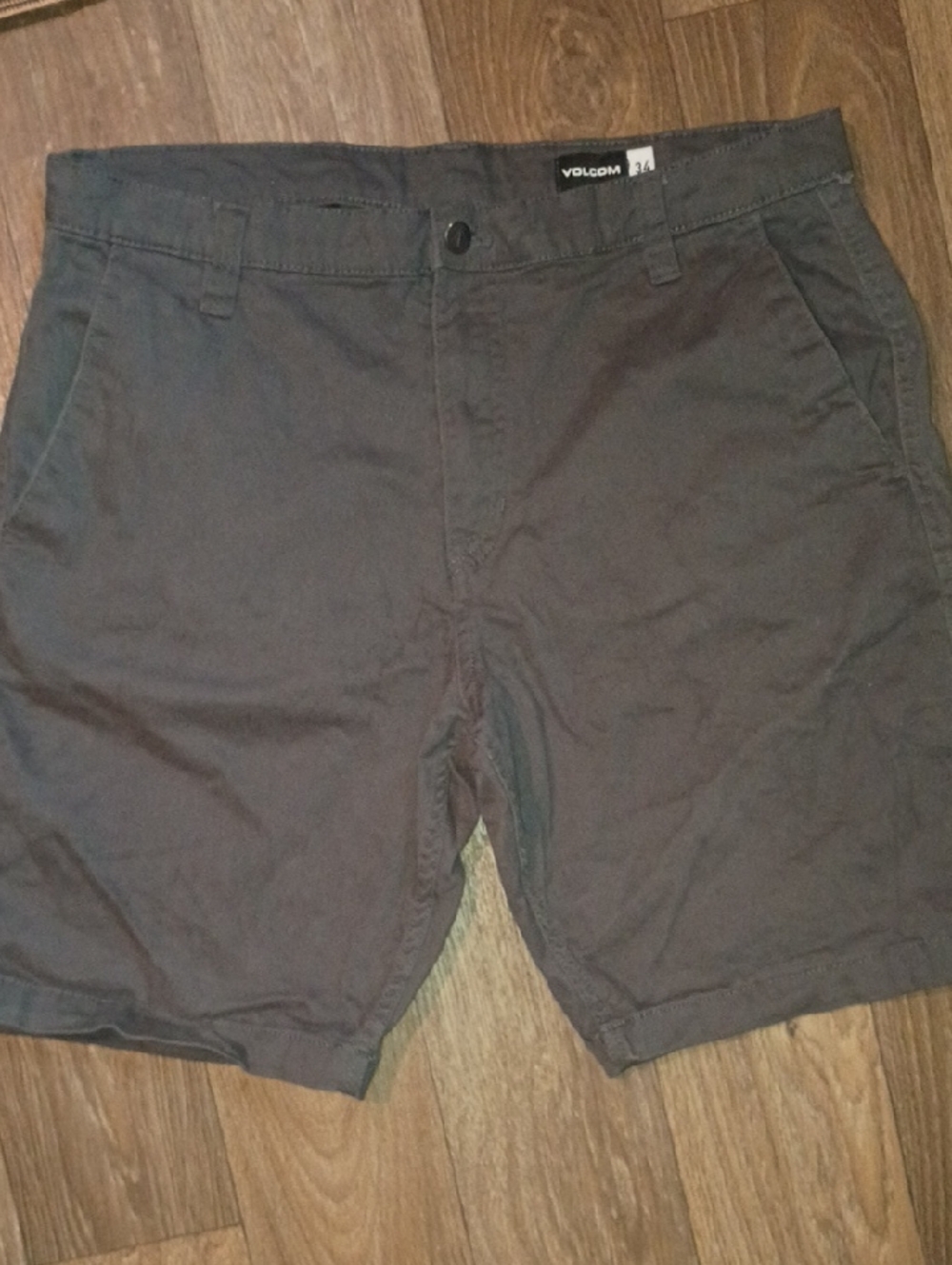 Volcom Men's Dark Charcoal Flat Front Shorts